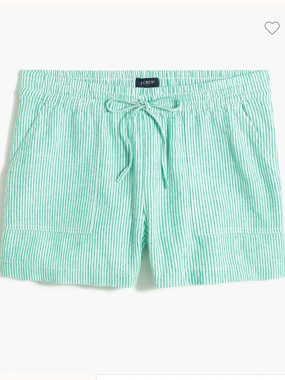 J Crew Linen-blend drawstring short Green and white stripe size XL